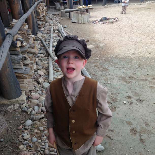 Boy in historical outfit for film on Westward Expansion | RaisingArrows.net