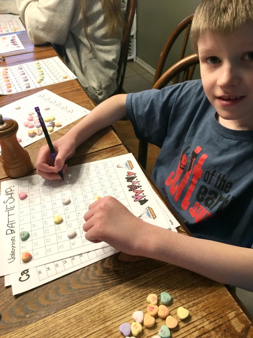 Valentine's Day Battleship in this week's Large Family Homeschooling Review