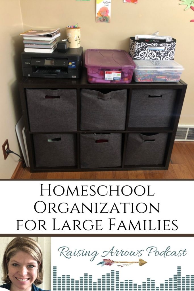 In this, Part 2 of Homeschooling Multiple Ages podcast series, we explore simple and effective organization methods for the supplies, books, and curriculum needed to homeschool a larger family.